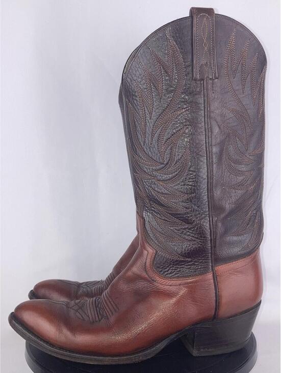Men’s Size 9 D Vintage Dan Post Two Tone Brown Leather Cowboy Boots 6884 USA main image 9